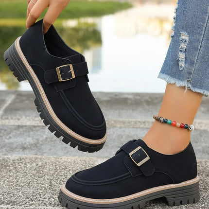 Mocasines de PU con hebilla y punta redonda para hombre