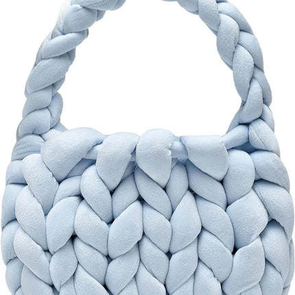 Bolsa de cartero tejida a mano con hilo hilado y núcleo de terciopelo de cristal. - tugranalmacen.com