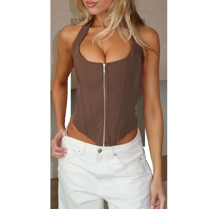 Top corto sin espalda y sin tirantes con cremallera - tugranalmacen.com