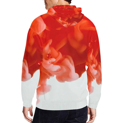 Sudadera de Hombre con Capucha y Cremallera-Color Humo Rojo Degradado