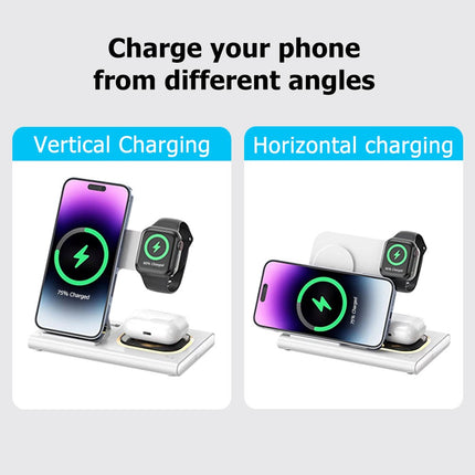 Cargador inalámbrico rápido 3 en 1 para teléfono, reloj y auriculares