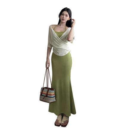 Vestido casual de verano verde, vista frontal