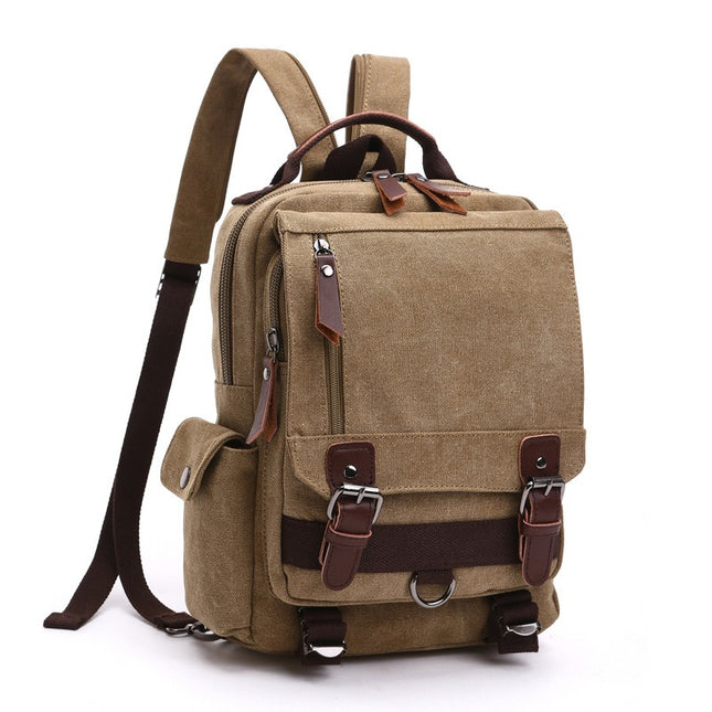 Mochila de lona versátil para viajes y escuela