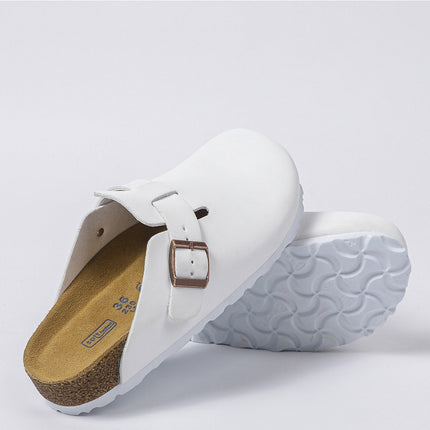 Sandalias minimalistas de cuero con tacón oculto para mujer