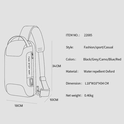 BANGE Hot Chest bolso cruzado impermeable con carga USB - tugranalmacen.com