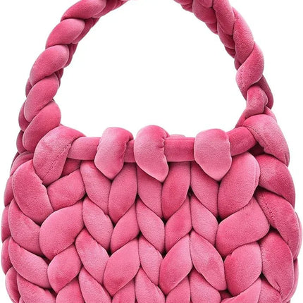 Bolsa de cartero tejida a mano con hilo hilado y núcleo de terciopelo de cristal. - tugranalmacen.com