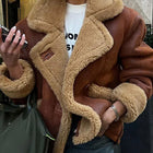 Chaqueta de una pieza de piel con cuello de borrego estilo europeo y americano - tugranalmacen.com