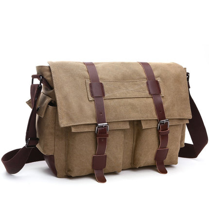 Bolso mensajero vintage para hombre de lona con correa ajustable