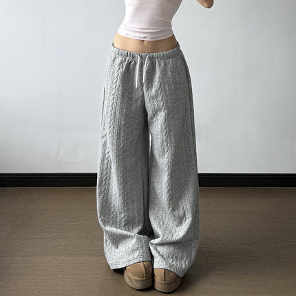 Pantalones de punto rectos grises para mujer