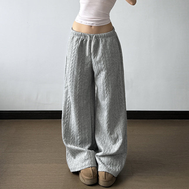 Pantalones de punto rectos grises para mujer
