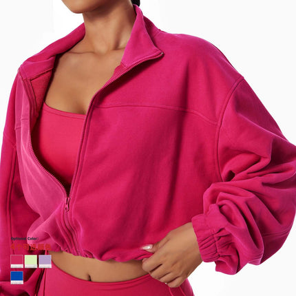 Conjunto deportivo de mujer de 2 piezas - Chaqueta cropped y leggings color rojo