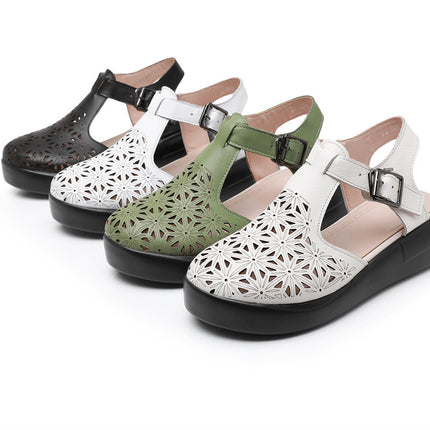 Sandalias de cuero blanco para mujer