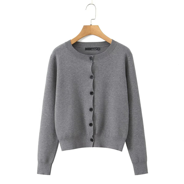 Cardigan gris de punto con botones