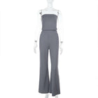 Conjunto de pantalón recto de cintura alta y top sin espalda