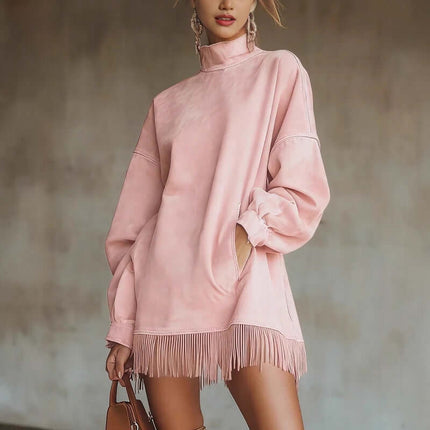 Vestido de terciopelo estilo Boho con flecos para mujer