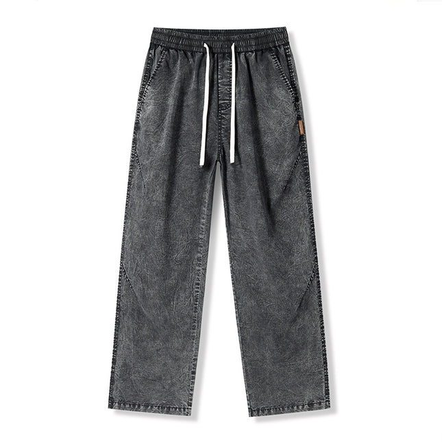 Pantalones sueltos retro para hombre con efecto frio y ajuste de cordón
