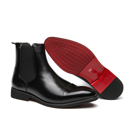Botines Chelsea con suela roja de estilo británico para hombre color negro