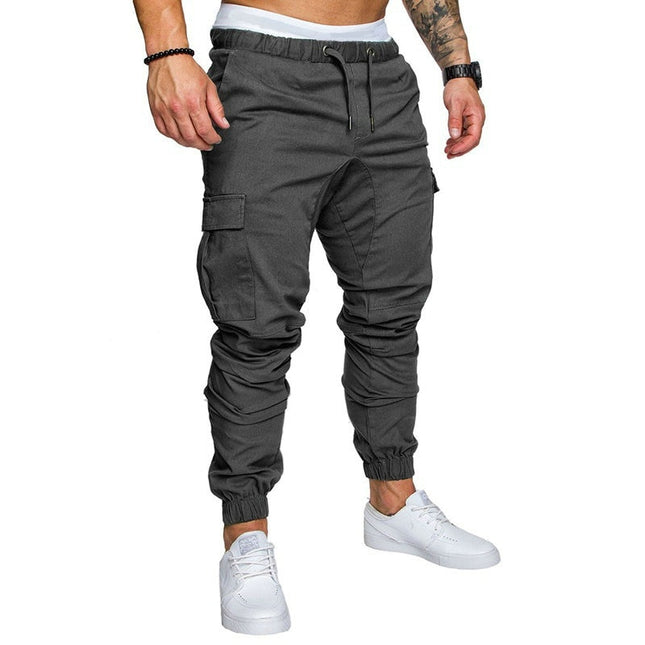 Pantalones de otoño para hombre, estilo harén, estilo hip hop, nuevos pantalones para hombre, pantalones deportivos lisos con múltiples bolsillos