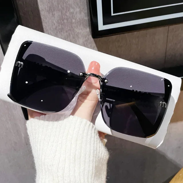 gafas de sol de moda con montura media, de alta calidad, tendencia, gafas de sol sencillas para mujer con brillo fino. - tugranalmacen.com