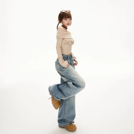 Women's Wide-Leg Jeans Female Spicy Girl Slimming Loose Straight Tube Floor-Length Pants - tugranalmacen.com
