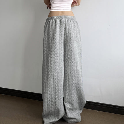 Pantalones de punto rectos gris para mujer, look casual y cómodo