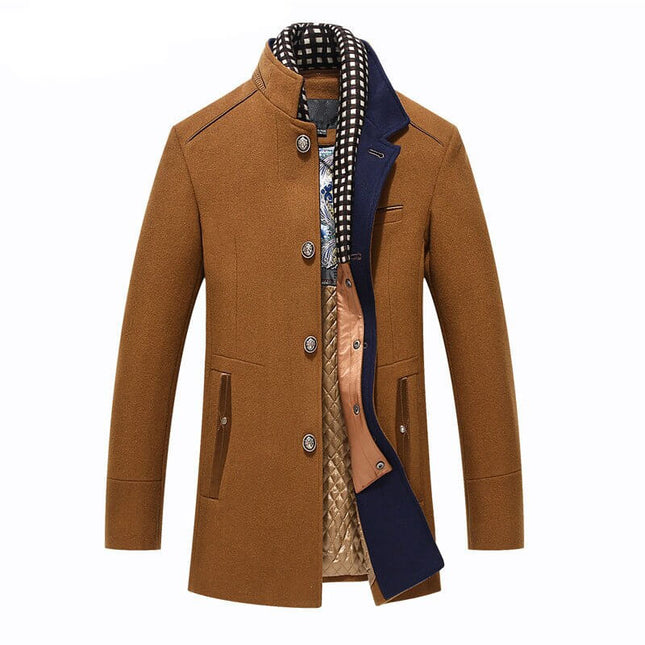 Abrigos largos de lana para hombre, abrigos de invierno, abrigos casuales ajustados para hombre, abrigos marineros, abrigos de lana con doble cuello.