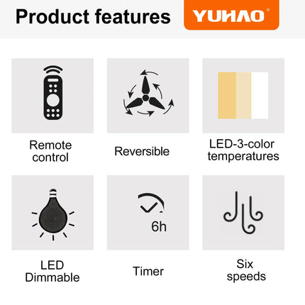 Ventilador de techo negro supergrande de 84 pulgadas con control remoto - tugranalmacen.com