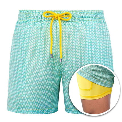 Bañador de doble capa para hombre, pantalones de playa