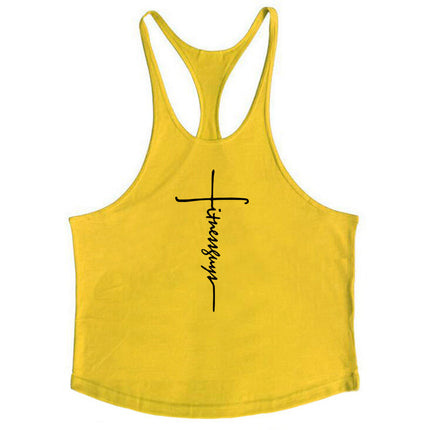 Camiseta de tirantes en algodón para culturismo y fitness.