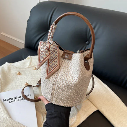 Handbag shoulder bag woven bucket bag - tugranalmacen.com
