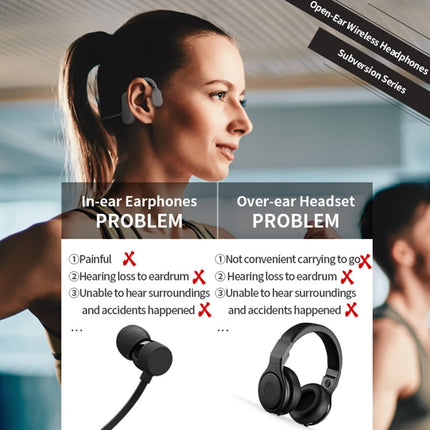 Auriculares deportivos inalámbricos AIKSWE Bluetooth 5.0 de oído abierto con sonido envolvente, estéreo HD y manos libres para correr y andar en bicicleta.