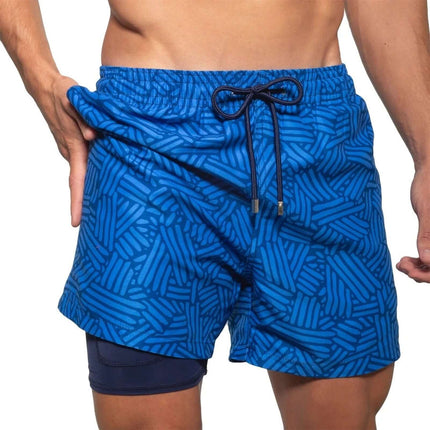 Bañador de doble capa para hombre, pantalones de playa