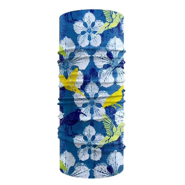 Bandana Multifuncional - Proteccion UV Deportiva Flores-Azul