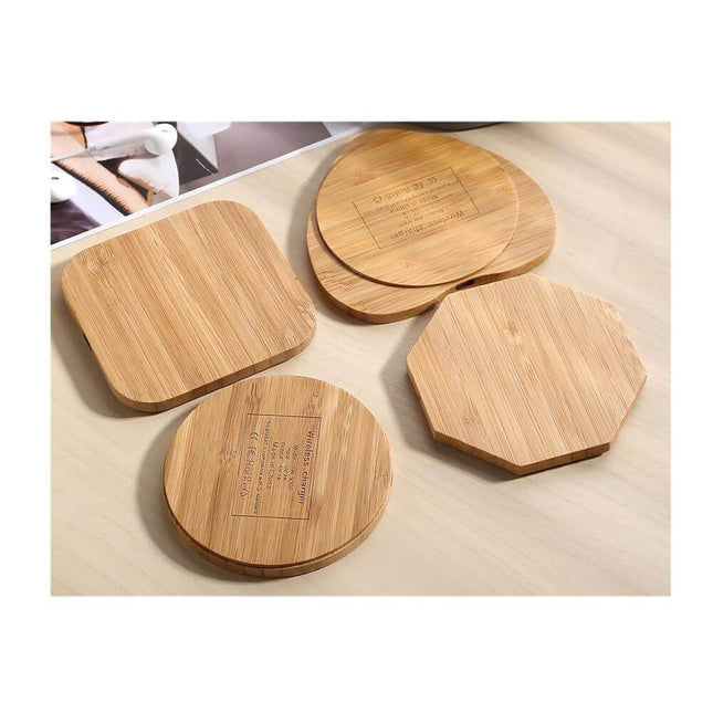 Cargador inalámbrico Qi de madera de bambú para smartphone