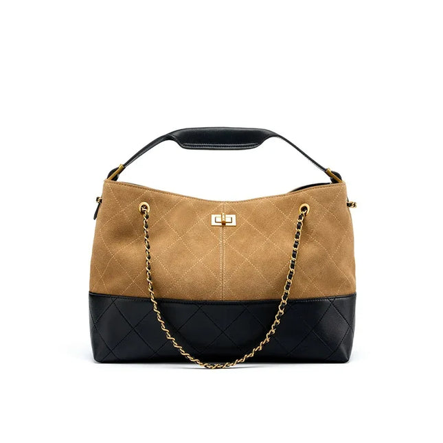 Chain shoulder crossbody leather tote bag suede handbag - tugranalmacen.com