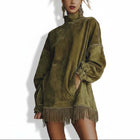 Vestido de terciopelo boho en verde