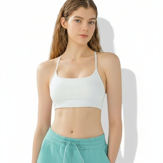 Camisola deportiva con espalda cruzada y escote redondo