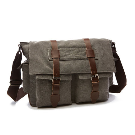 Bolso mensajero vintage para hombre de lona con correa ajustable
