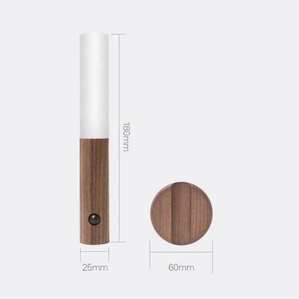 Lámpara de pared con luz LED nocturna USB inalámbrica de madera, recargable, con sensor de movimiento - tugranalmacen.com