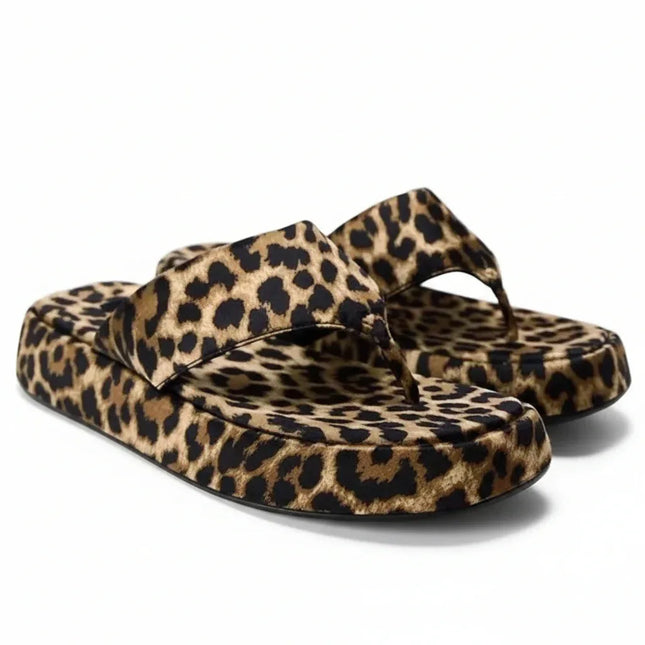 Sandalias Leopard con tira al dedo-f.seo - tugranalmacen.com
