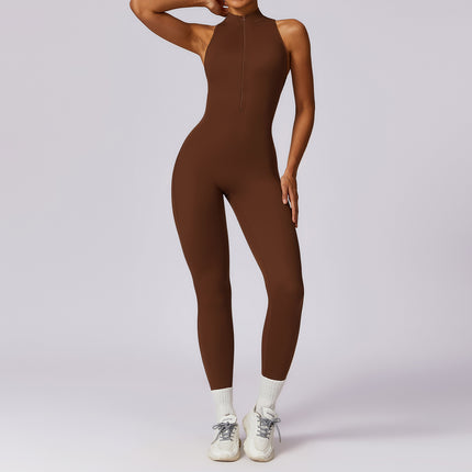 Mono deportivo con cremallera para yoga y fitness sin mangas
