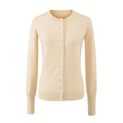 Top holgado de cuello redondo, manga larga y botonadura sencilla - tugranalmacen.com