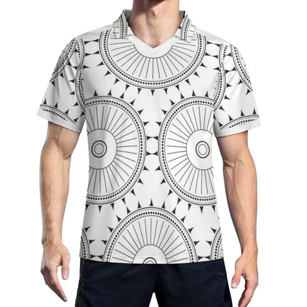 Camiseta de Hombre Manga Corta y Diseño Tribal Etnico Blanca