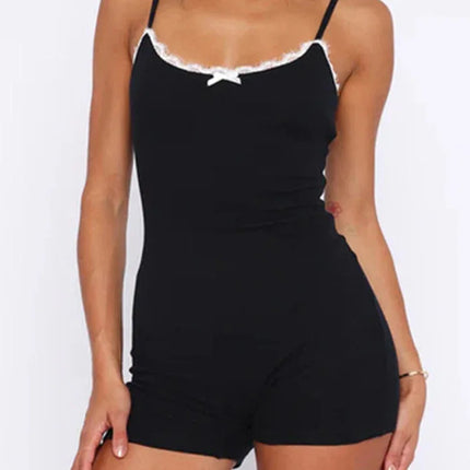 Simple Casual Versatile Fitted Women's Style Color Block Lace Jumpsuit - tugranalmacen.com