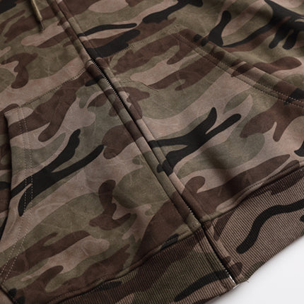 Sudadera con cremallera y capucha en camuflaje de mujer
