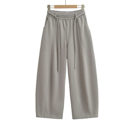 Pantalones anchos y sueltos de terciopelo, cintura alta y cordón ajustable - tugranalmacen.com