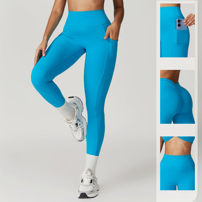 Pantalones de yoga azul pavo real