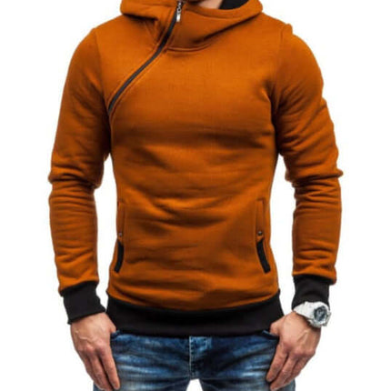 Sudadera con capucha y cremallera oblicua para hombre