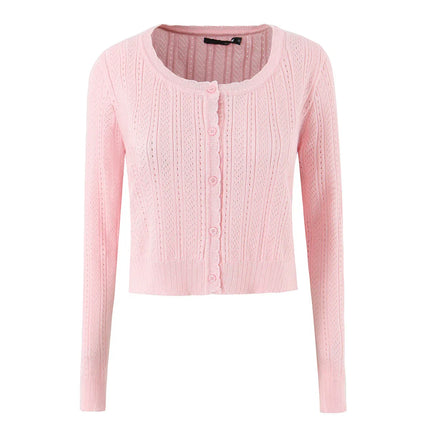 Top de manga larga con cuello redondo y botonadura sencilla - tugranalmacen.com