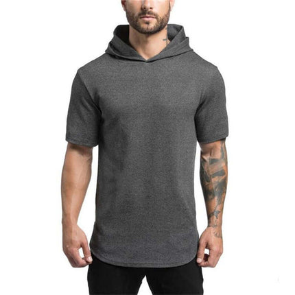 Sudadera de manga corta con capucha para hombre – color gris